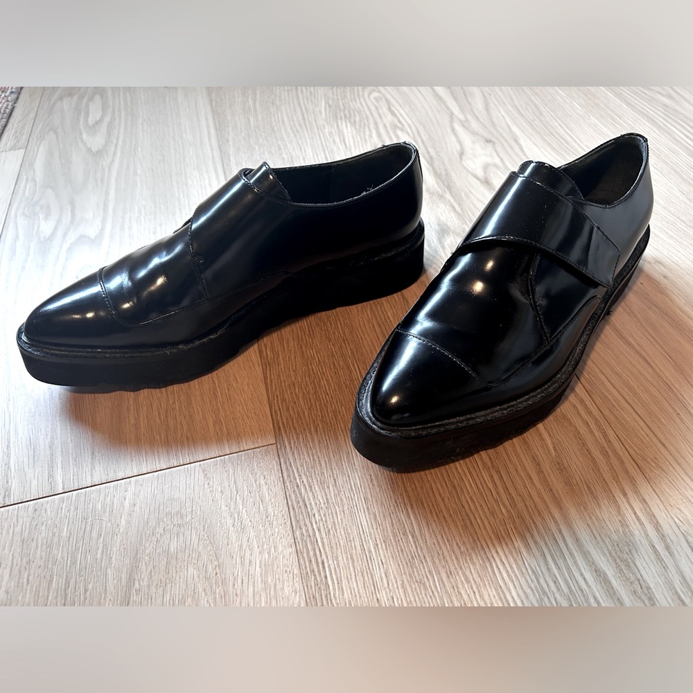 Black VINCE Ames platform leather loafer, 37.5